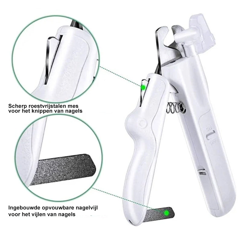 Nagelknipper voor huisdieren met LED-lampje en nagel opberg doos