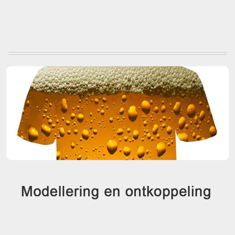 Mode 3D Print Beer Bubble T-shirt met korte mouwen