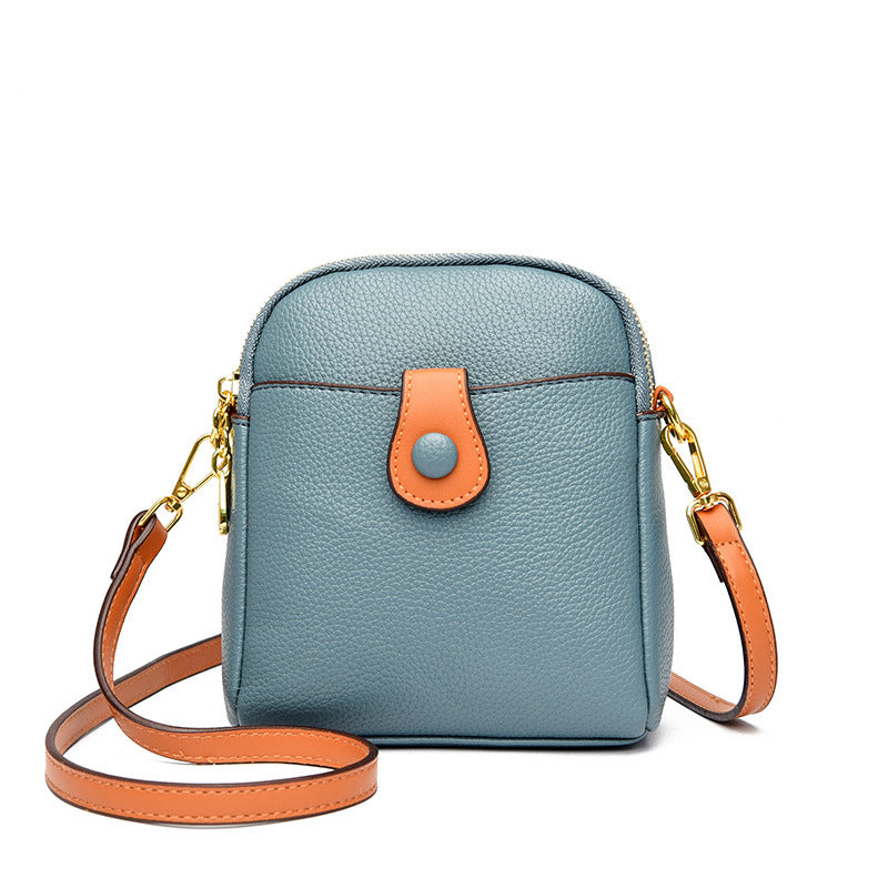 Kleine vierkante tas met één schouder in contrasterende kleur