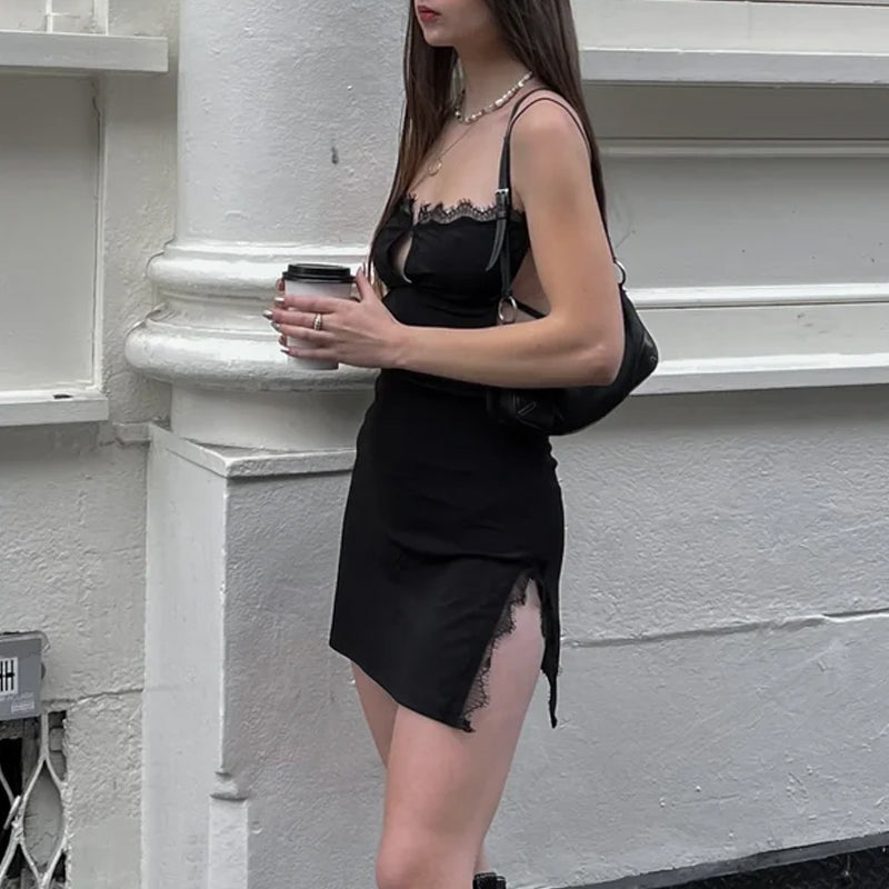 Sexy hoge split spaghettibandjes jurk