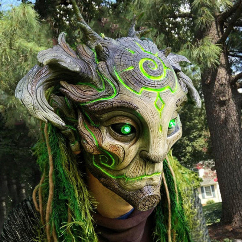 Forest Spirit Mask Halloween-Masker Met Groene Lichtogen
