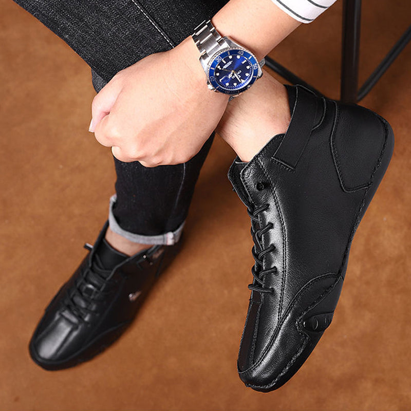 Handgemaakte hoge laarzen met klittenband