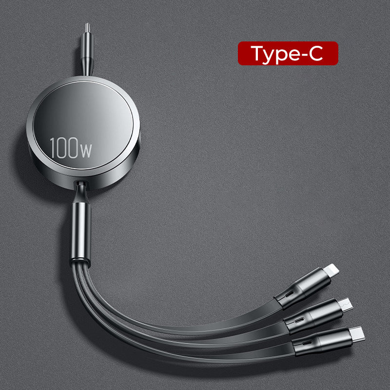 Intrekbare drie-in-één datakabel