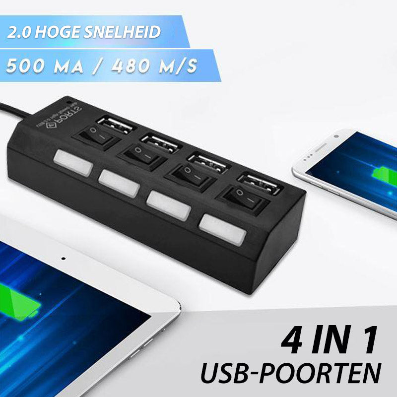 USB-hub met meerdere poorten en hoge snelheid