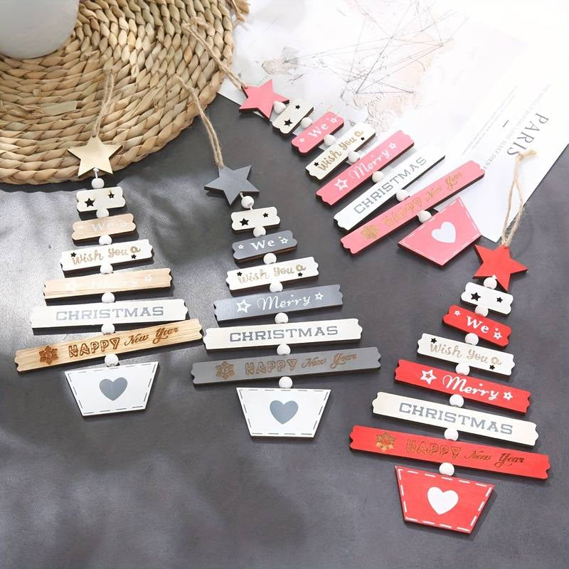 Kerstboom houten hangende decoratie