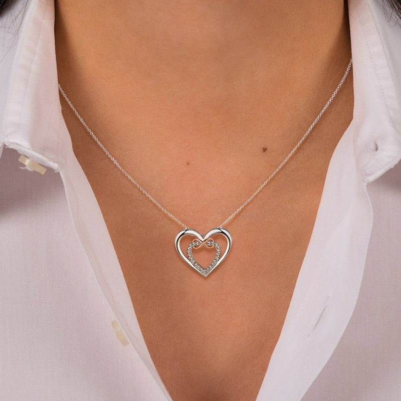 Twee harten Infinity ketting