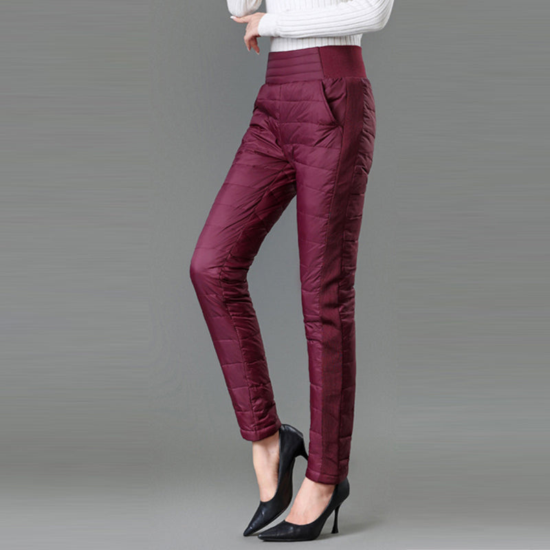 Lichte donzen broek met hoge taille