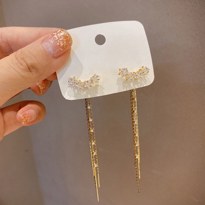 Zirkoon kwastje lange ketting oorbellen