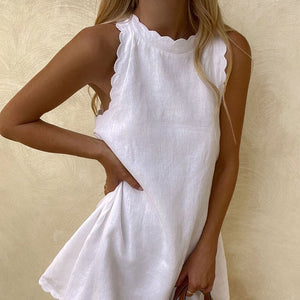 Mouwloze losse kanten jurk