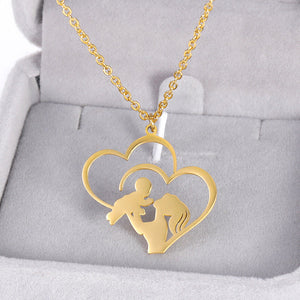 Moeder en baby hart ketting