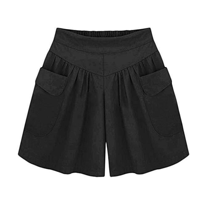 Losse, zachte katoenen broek met wijde pijpen en zakken