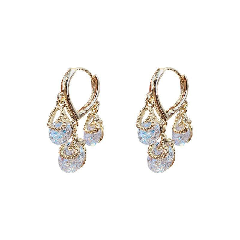 Hart Zirkoon Drop Ear Gespen Oorbellen