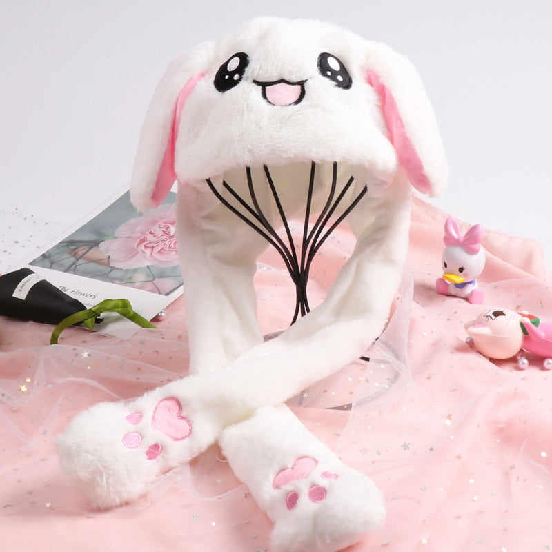 Schattige pluche oor springende konijnenhoed