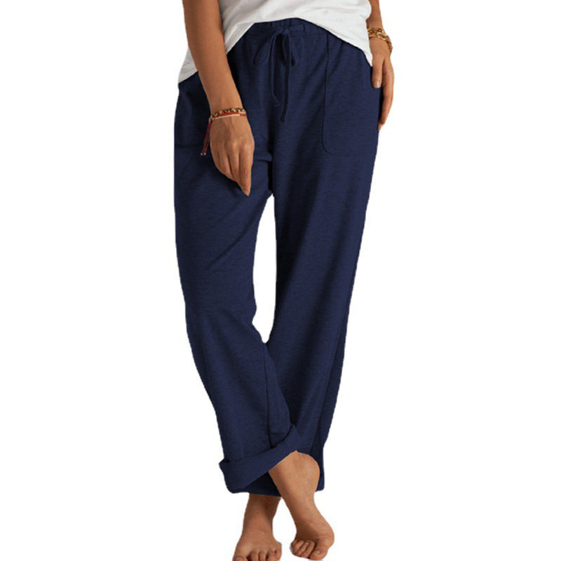 Losse gebreide broek met trekkoord en zakken