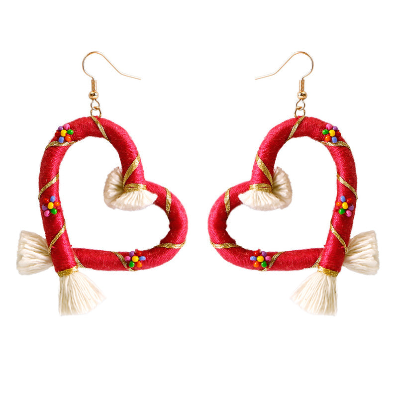 Hart met de hand geweven oorbellen