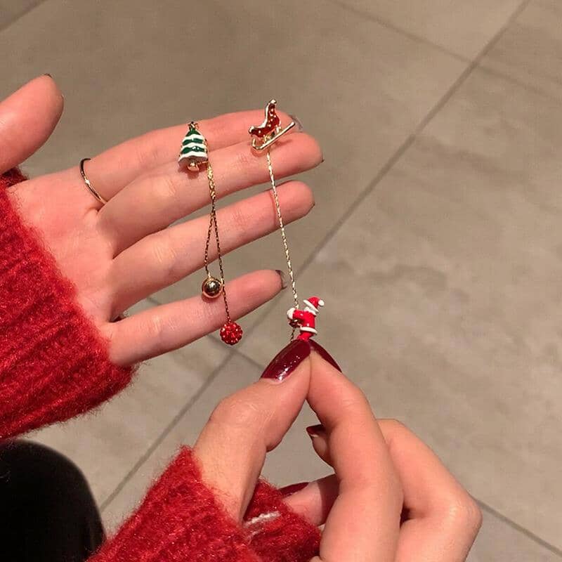 Asymmetrische Santa Oorbellen