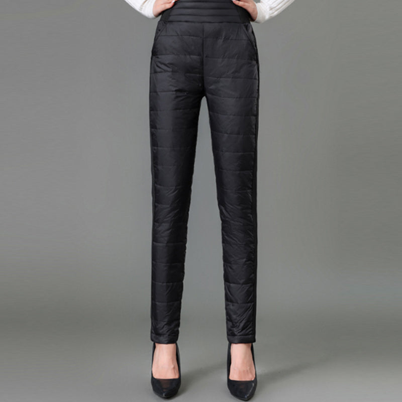 Lichte donzen broek met hoge taille