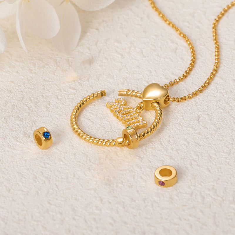 Geboortesteen ketting voor moeder