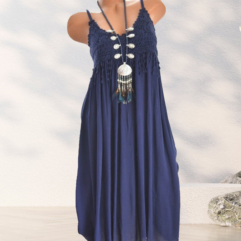 Hemdjurk in effen kleur met kant