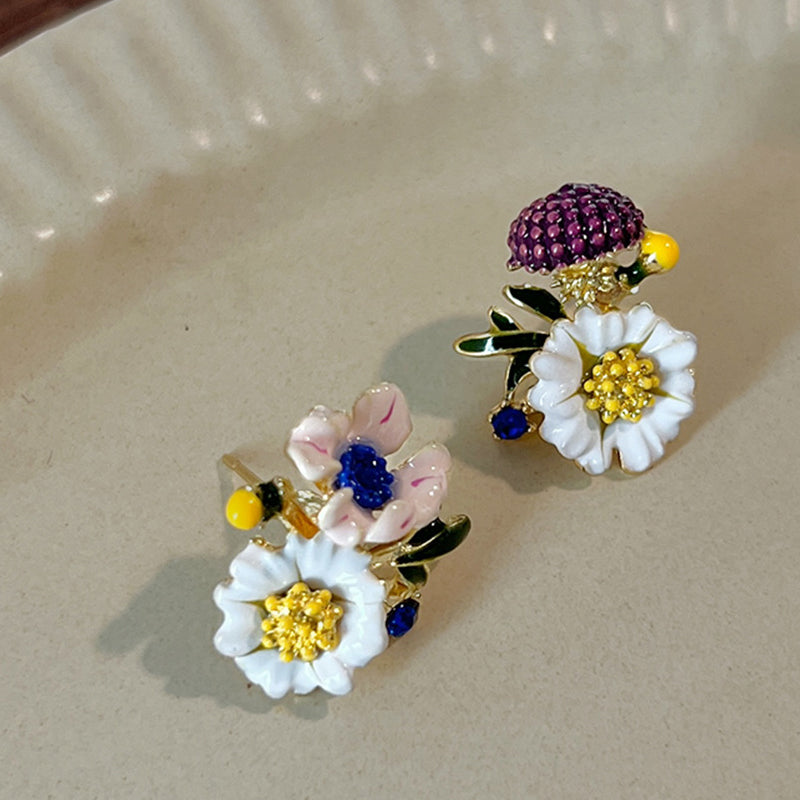Daisy Flower asymmetrische oorbellen
