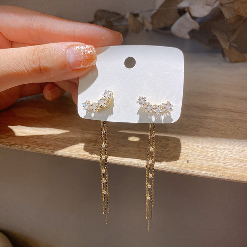 Zirkoon kwastje lange ketting oorbellen