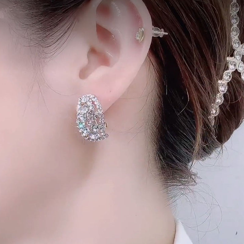 Glitter oorbellen met volledige strass-uitsparing
