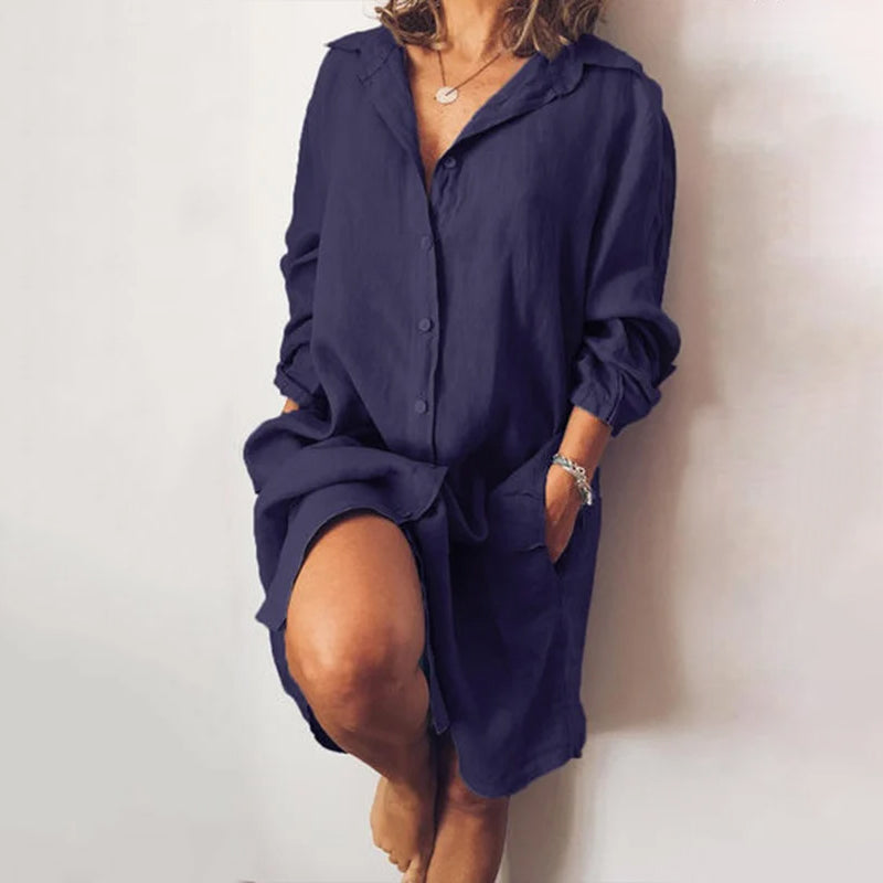 Casual overhemdjurk van puur katoen voor dames