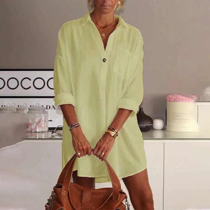 Effen kleur blouse met lange mouwen en kraag