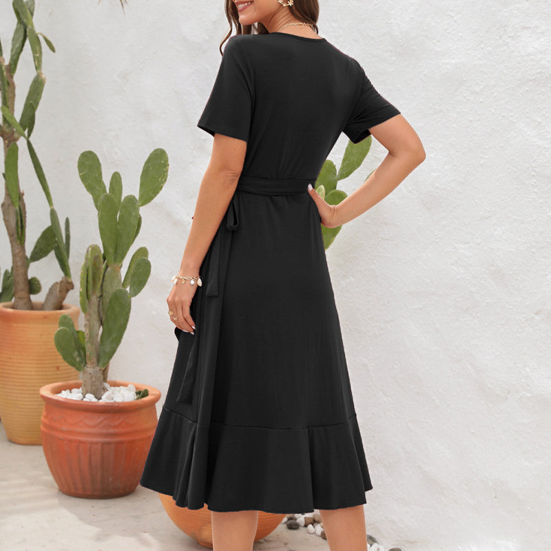 Jurk met hoge taille en V-hals