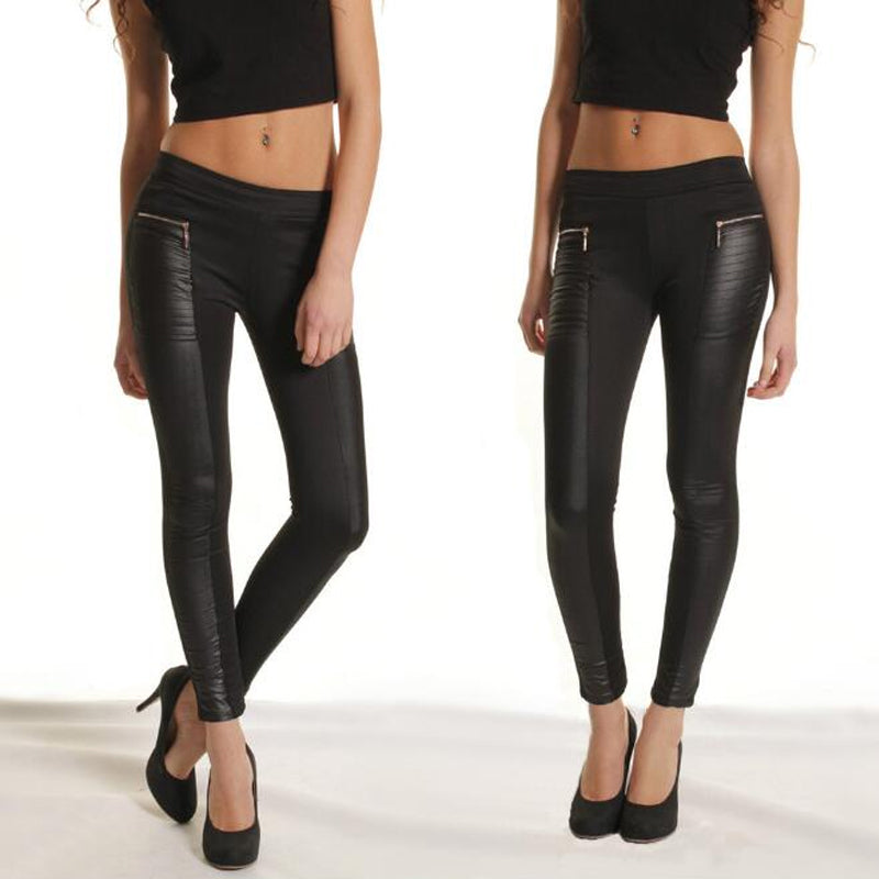 PU leren denim broek voor vrouwen