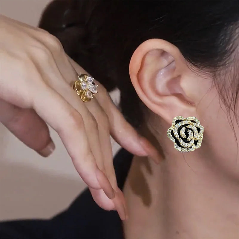 Vintage Elegante Camelia Oorbellen