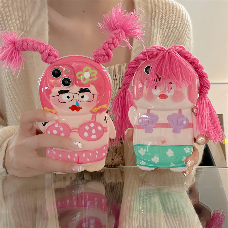 Grappige vlecht badpak telefoonhoesje