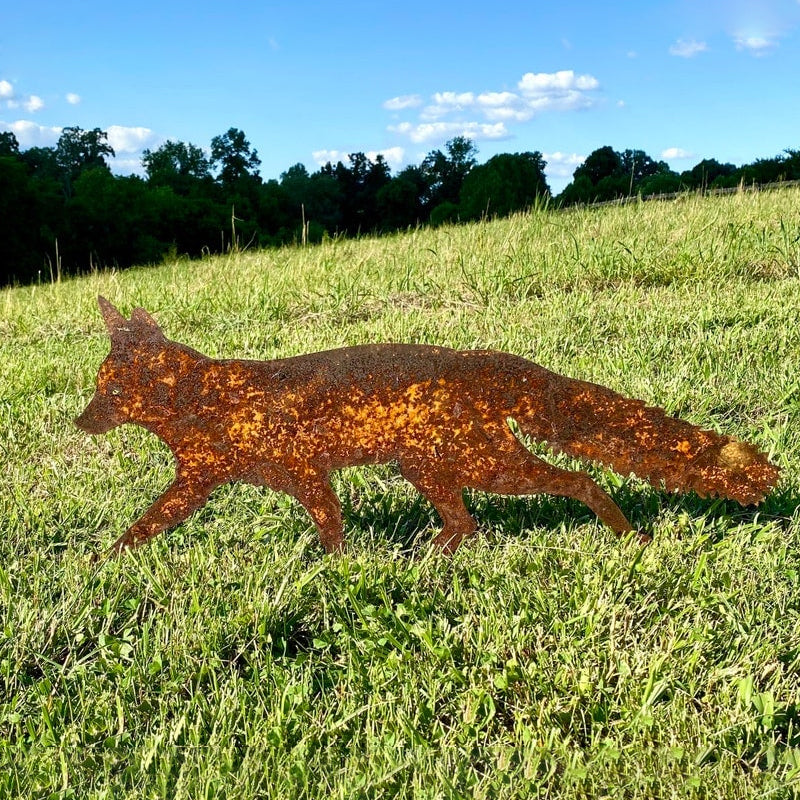 Rustieke metalen vos tuindecoratie