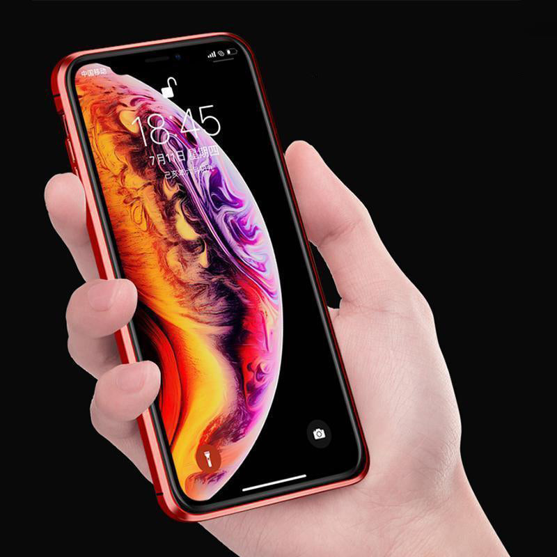 Anti-piep dubbelzijdig magnetisch iPhone-hoesje van gehard glas