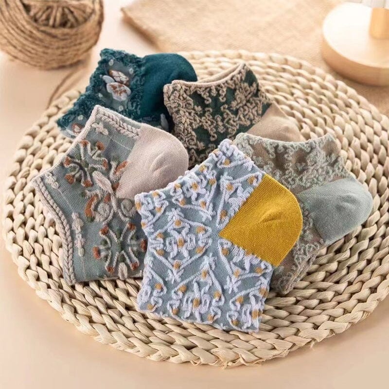 Vintage reliëf katoenen sokken