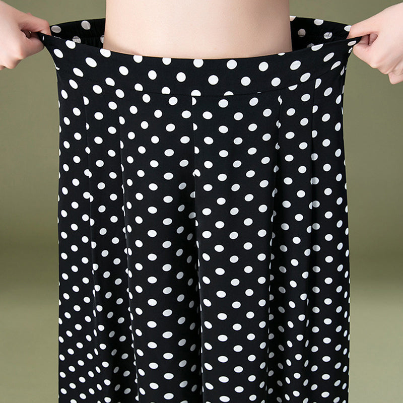 Zwarte culotte van chiffon met stippen
