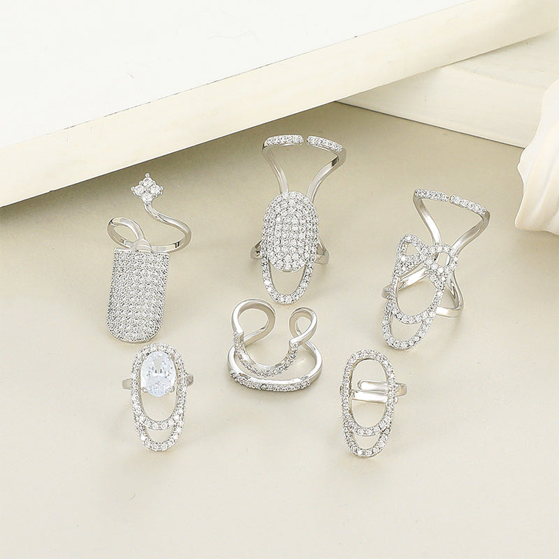 Geometrische diamanten open nagelring