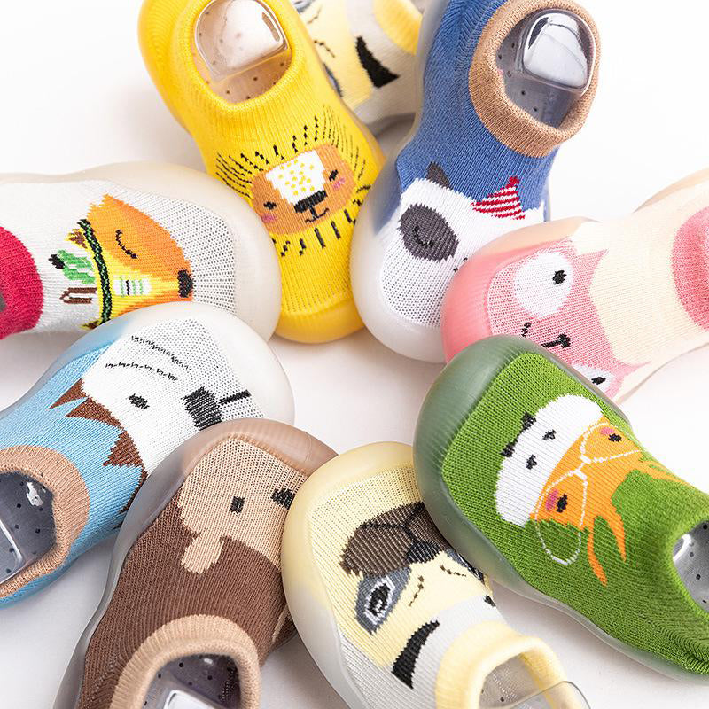 Antislip babyslofjes met dierenpatroon