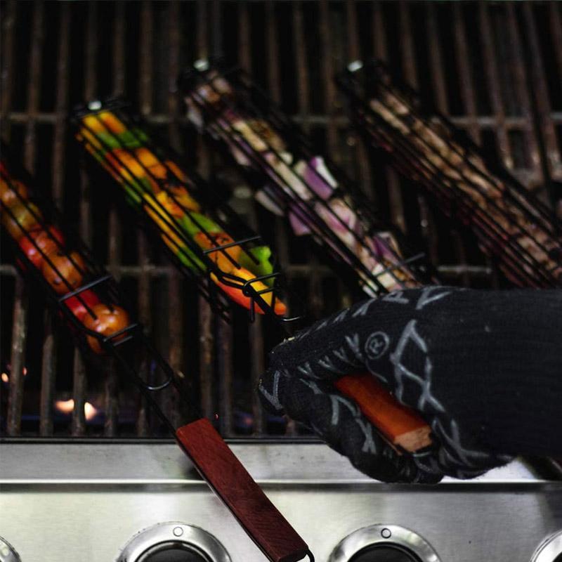 Herbruikbare Kabob-grillmanden