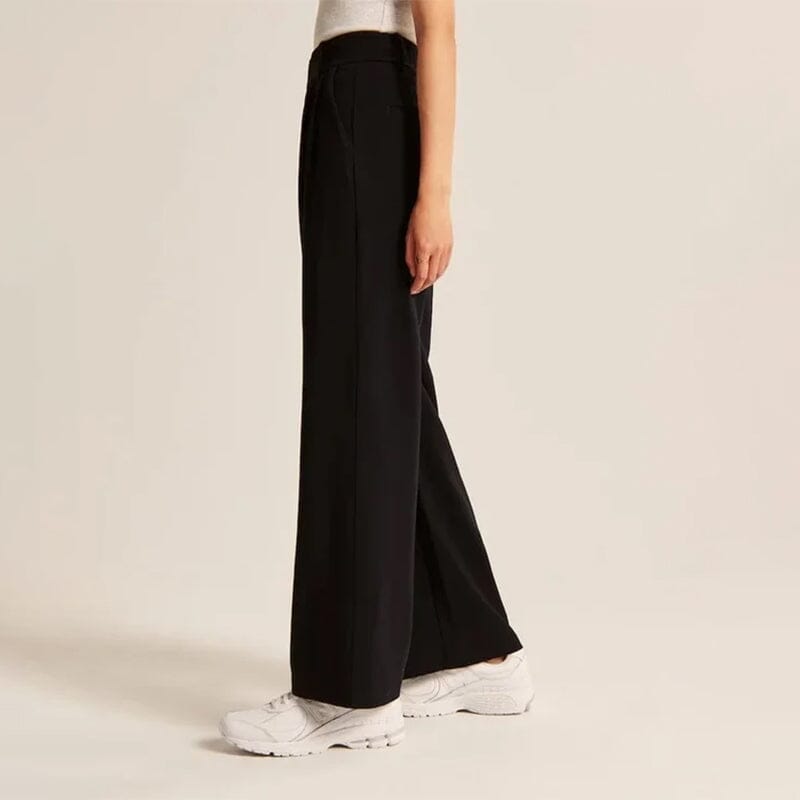 Op maat gemaakte broek met wijde pijpen en hoge taille
