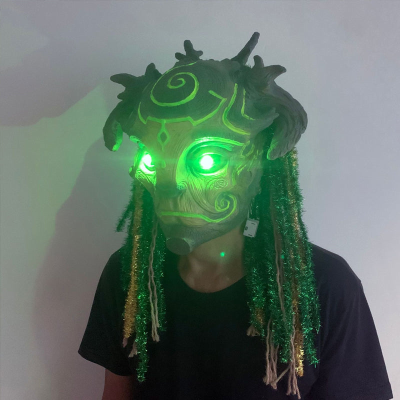 Forest Spirit Mask Halloween-Masker Met Groene Lichtogen
