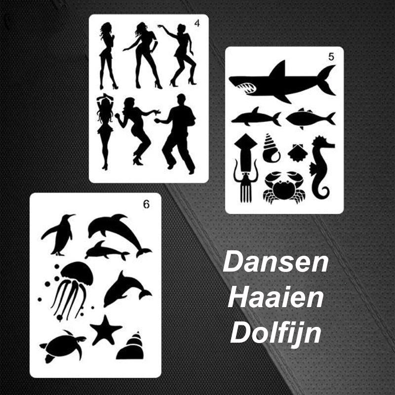 Sjablonen voor snel tekenen van stencilkunst (12 vellen / set)