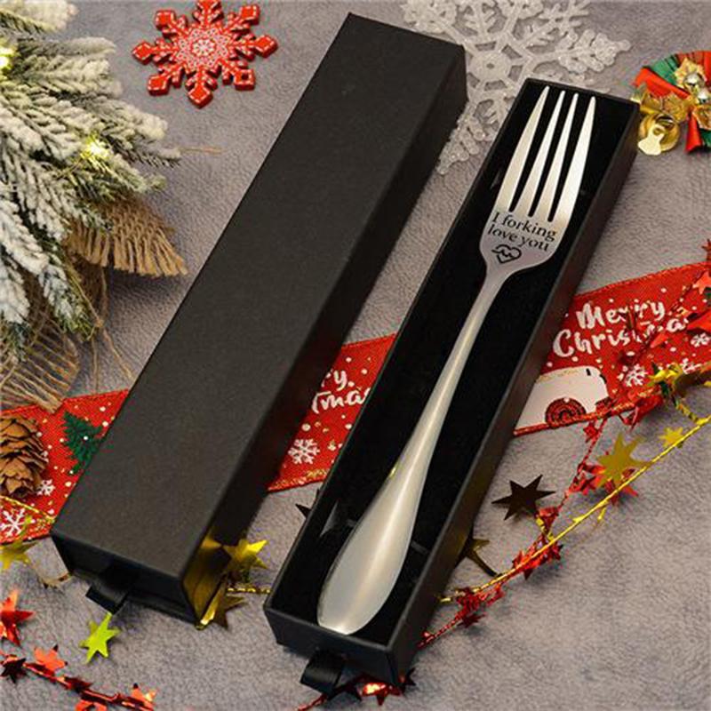 Gegraveerde vork geschenk