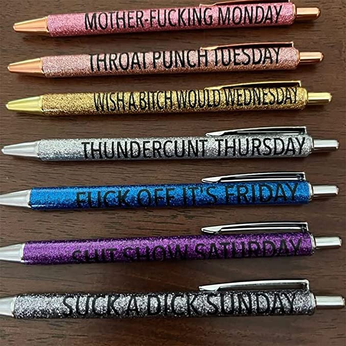 Swear Word Daily Pen Set (7cs * grappige zwarte inktpennen)
