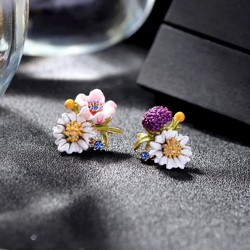 Daisy Flower asymmetrische oorbellen