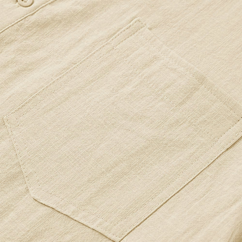 Overhemd van katoenlinnen met opstaande kraag