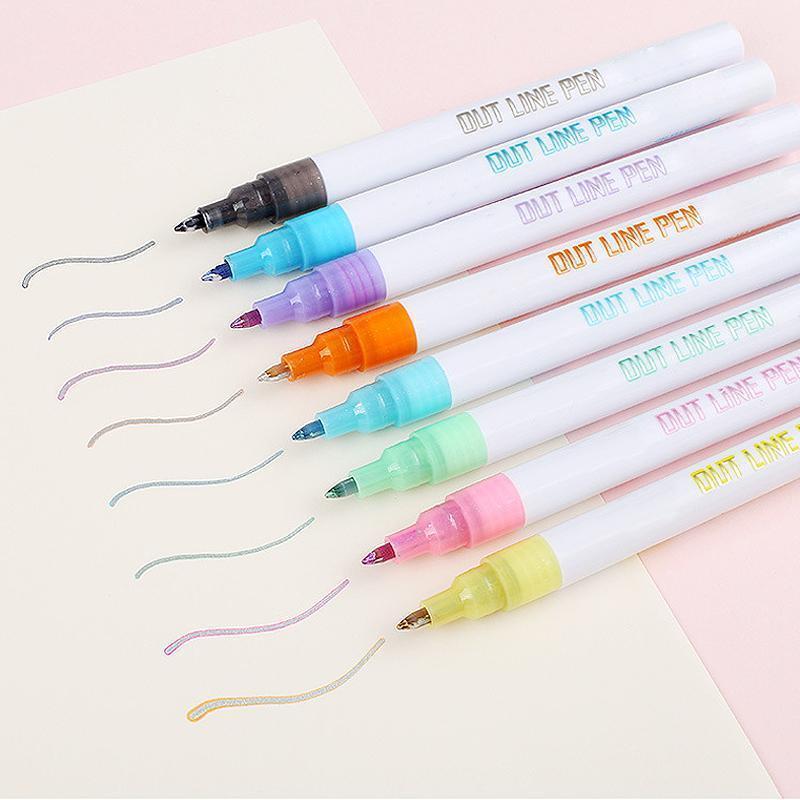 Contour markeerstift, 8 kleuren