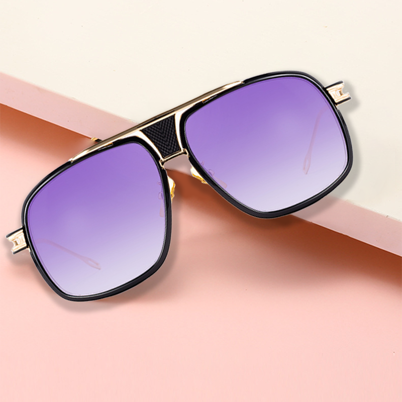 Vintage metalen zonnebril met groot montuur