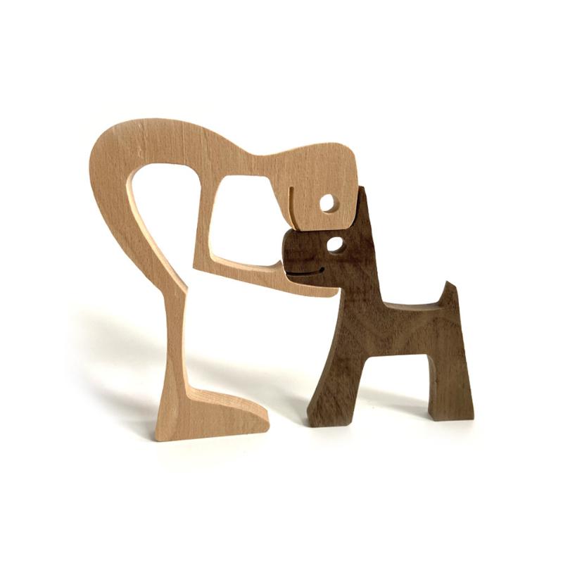 Dierenliefhebber - Tafelornamenten met houten sculptuur