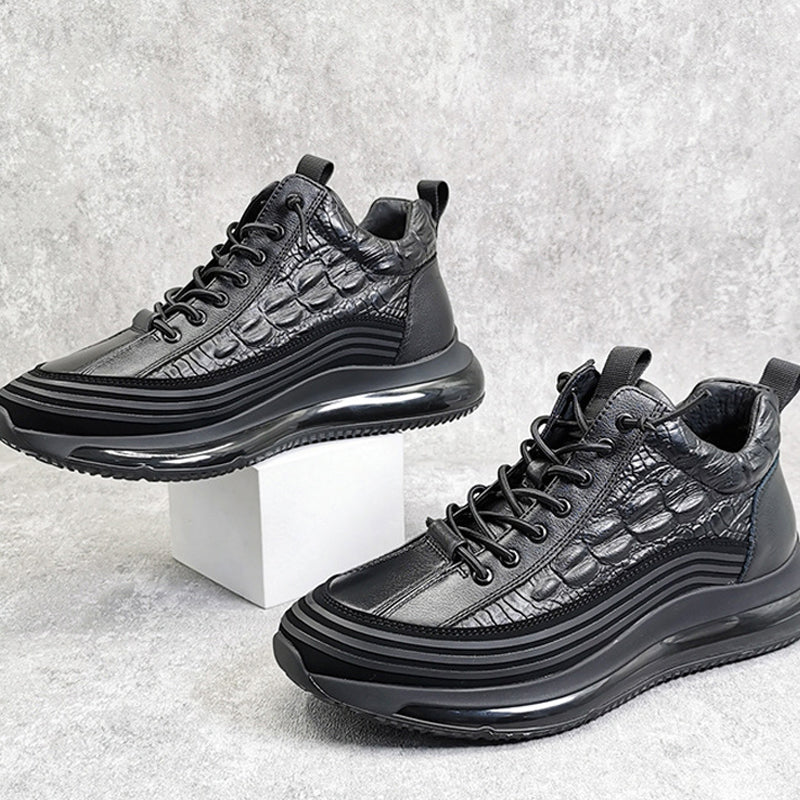 Sneakers met krokodillen print van koeien huid